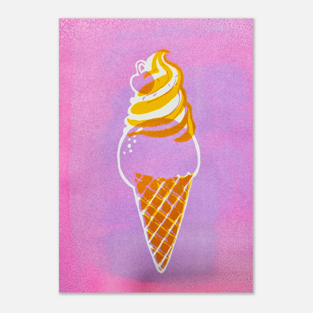 Ice Cream Poster – Silk Screen Layered Print - Paper Boat | Art Prints & Posters