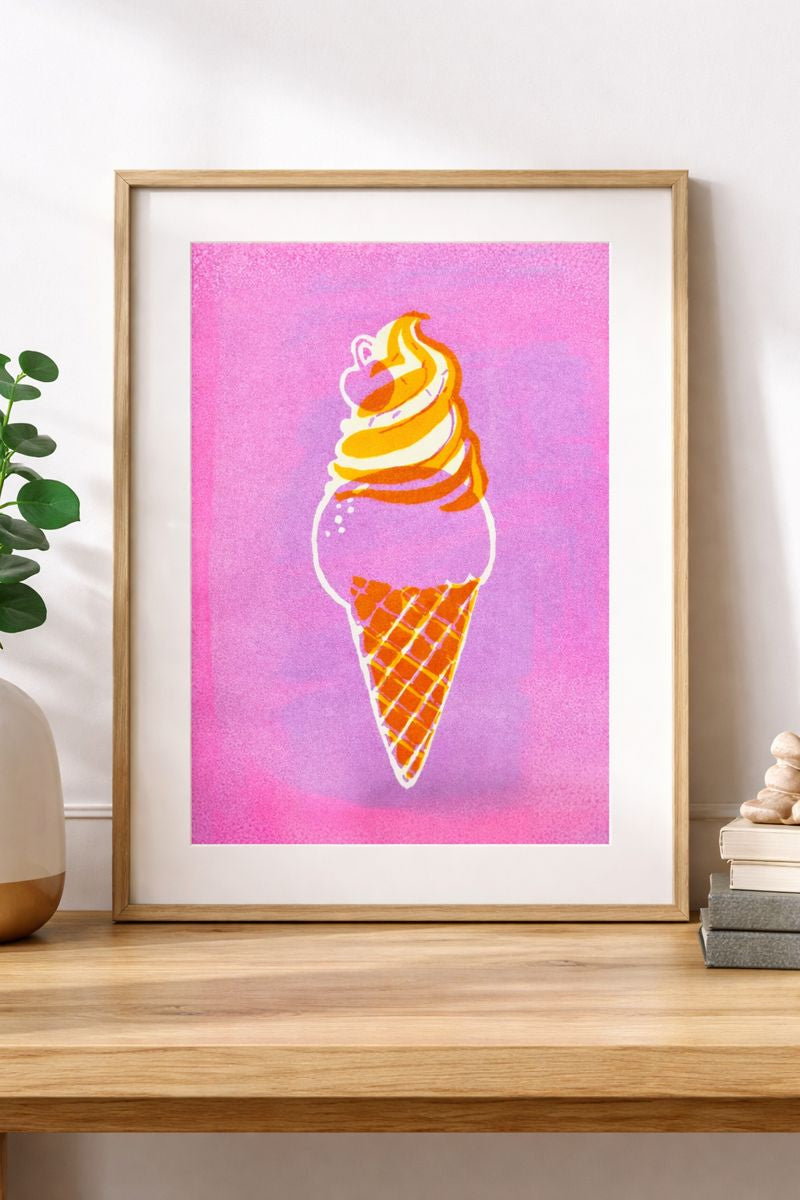 Ice Cream Poster – Silk Screen Layered Print - Paper Boat | Art Prints & Posters
